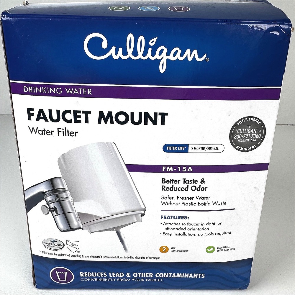 Culligan FM-15A Faucet Mount Water Filter Advanced Filtration White Kitchen Home